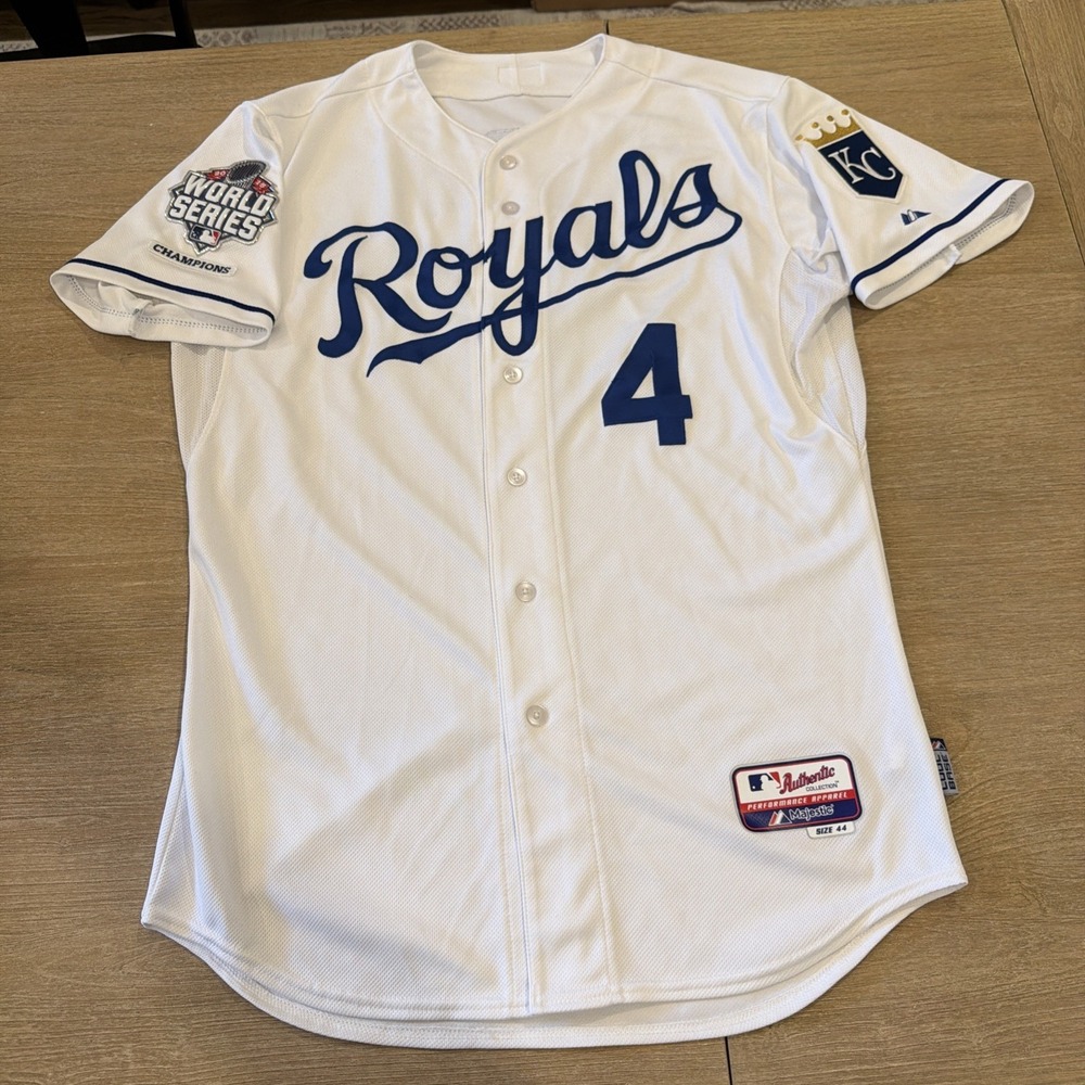 Kansas City Royals Alex Gordon 4 Large L 44 Majestic Jersey WS 2015 Authentic